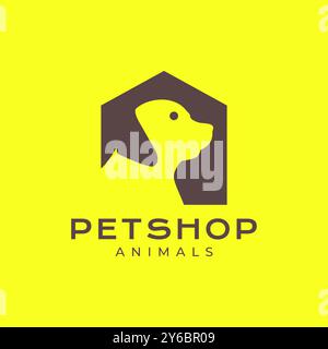 Hund Haustiere Haus Käfig Haustiergeschäft minimales modernes Maskottchen einfaches Logo Vektor Icon Illustration Stock Vektor