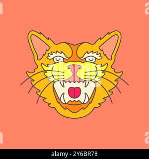 Brüllen Tiger antike Bestie Wildnis Dschungel buntes Maskottchen Logo Vektor Icon Illustration Stock Vektor
