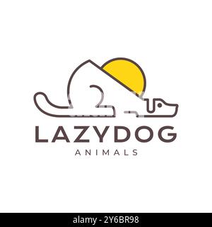 Hund Haustiere geometrische Minimal moderne faule Maskottchen Cartoon einfache Logo Icon Vektor Illustration Stock Vektor