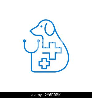 Hund Haustiere Pflege medizinische Klinik Tierarzt Linien moderne minimale Maskottchen Logo Vektor Icon Illustration Stock Vektor