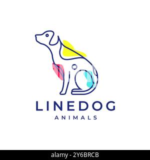 labrador Retriever Hund Haustiere Linien abstrakte bunte minimale moderne Maskottchen Logo Icon Vektor Illustration Stock Vektor