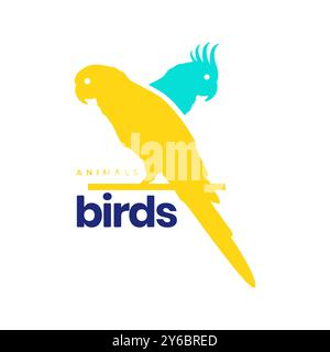 Schönheit Papagei und Kakadu Vogel bunte abstrakte moderne Maskottchen Logo Icon Vektor Illustration Stock Vektor