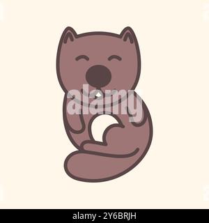 biber Tier Wasser nettes Maskottchen Cartoon Lächeln glückliche bunte Logo Icon Vektor Illustration Stock Vektor