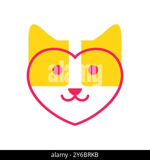 Welpe Hund Haustiere Liebhaber Herz Gesundheit Bunte moderne abstrakte Maskottchen Logo Icon Vektor Illustration Stock Vektor