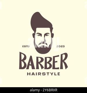 Mann Haar Büschel Haarart Barbershop Vintage Maskottchen Logo Icon Vektor Illustration Stock Vektor