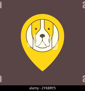 Hundekopf Haustiere Pin Map Position Haustiergeschäft Klinik Grooming Maskottchen Bunte Logo Icon Vektor Illustration Stock Vektor