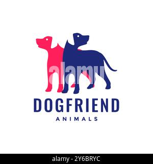 Hund Haustiere Freunde Gruppe Maskottchen bunte moderne abstrakte Logo Icon Vektor Illustration Stock Vektor