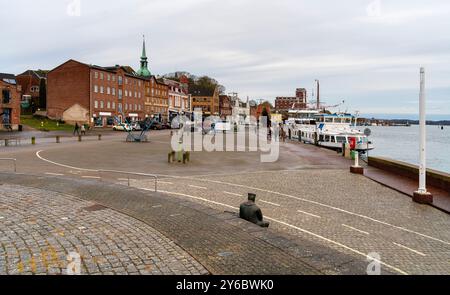 Eindruck von Kappeln, einer Stadt in Schleswig-Holstein in Norddeutschland Stockfoto