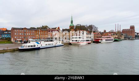 Eindruck von Kappeln, einer Stadt in Schleswig-Holstein in Norddeutschland Stockfoto