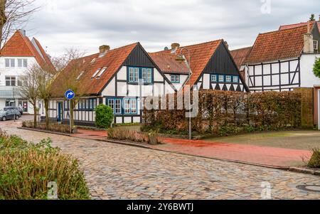 Eindruck von Kappeln, einer Stadt in Schleswig-Holstein in Norddeutschland Stockfoto