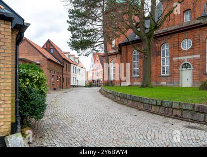 Eindruck von Kappeln, einer Stadt in Schleswig-Holstein in Norddeutschland Stockfoto