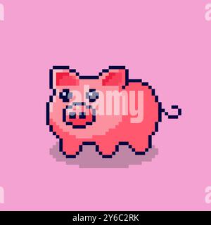 Pixel Art Pig Game Asset Design Stock Vektor