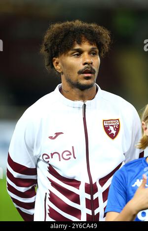 Valentino Lazaro vom FC Turin während des Coppa Italia Spiels zwischen dem FC Turin und Empoli FC im Olympischen Stadion Grande Torino am 24. September 2024 in Stockfoto