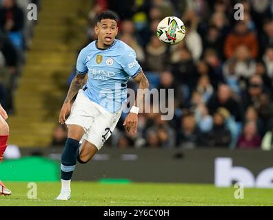 Manchester, Großbritannien. September 2024. S‡vio von Manchester City während des Carabao Cup-Spiels im Etihad Stadium, Manchester. Der Bildnachweis sollte lauten: Andrew Yates/Sportimage Credit: Sportimage Ltd/Alamy Live News Stockfoto