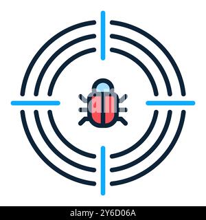 Computervirus im Zielvektor Internet Security Konzept farbiges Symbol oder Symbol Stock Vektor