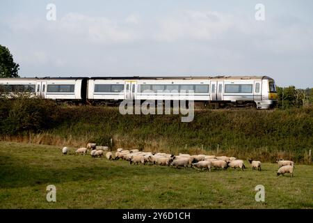 Chiltern Railways Klasse 168 Diesel train, Warwickshire, UK Stockfoto