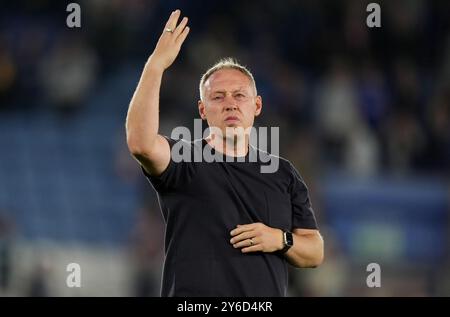 Aktenfoto vom 19.08.2024 von Steve Cooper, Manager von Leicester City, der darauf beharrt, dass er „positive Anzeichen“ von seinem Team nach dem Elfmeterschießsieg gegen Walsall im Carabao Cup sieht. Ausgabedatum: Mittwoch, 25. September 2024. Stockfoto