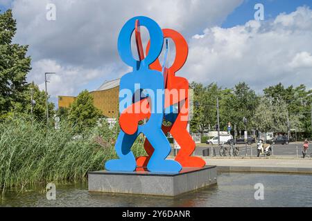 Boxers von Keith Haring, Hotel Grand Hyatt, Marlene-Dietrich-Platz, Tiergarten, Mitte, Berlin, Deutschland Stockfoto