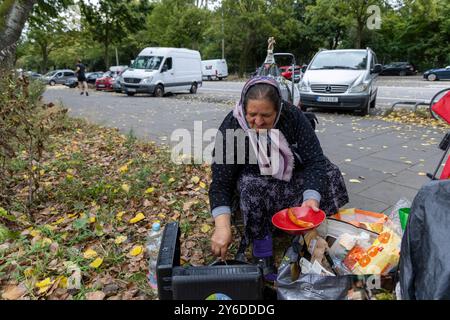 Hamburg Stadtbild. 09.09.2024, EU, DEU, Deutschland, Hamburg, Hamburg: Obdachlose im Stadtteil St. Pauli bzw. Am Heiligengeistfeld. EU, DEU, Deutschland, Hamburg, Hamburg: Obdachlose in der St. Pauli oder Heiligengeistfeld. Stockfoto