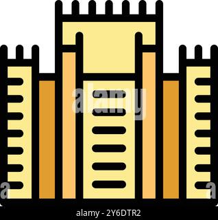 Einfaches farbiges Symbol, das eine mittelalterliche Festung darstellt und an Sicherheit und Verteidigung erinnert Stock Vektor