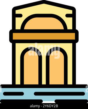 Dieses Symbol zeigt ein Gebäude mit Bögen auf dem Wasser, typisch für die venezianische Landschaft Stock Vektor