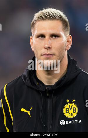 BRÜGGE, BELGIEN - 18. SEPTEMBER: Niklas Sule von Borussia Dortmund während des Spiels der UEFA Champions League 2024/25 Phase MD1 zwischen Club Brugge KV und Borussia Dortmund im Jan Breydelstadion am 18. September 2024 in Brügge. (Foto: Joris Verwijst/BSR Agency) Stockfoto