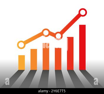 Ein Diagramm mit einem Erhöhungsbericht. Diagramm mit Fortschritten des Unternehmensaufstiegs und der Verbesserung. Vektorabbildungen Stock Vektor