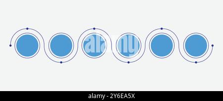 6 Optionen Infografik-Designs – Kreisformen Stock Vektor