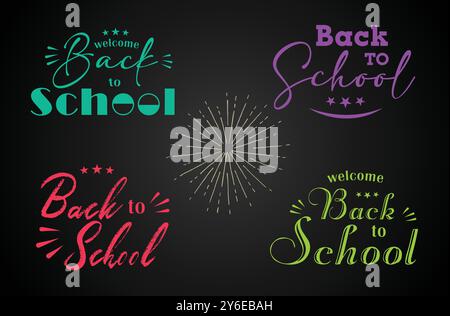 Back-to-School-Typografie mit Farbstiften Stock Vektor