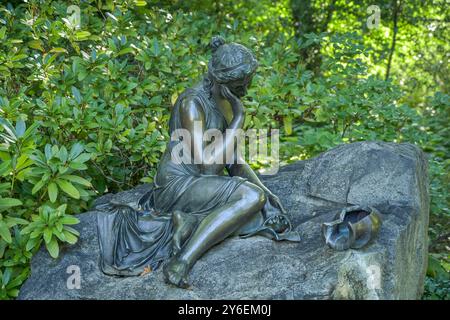 Brunnen 'Der zerbrochene Krug', Garten, Britzer Schloß, Alt-Britz, Neukölln, Berlin, Deutschland Stockfoto