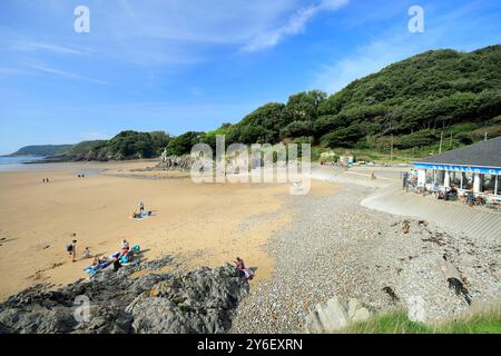 Caswell Bay vom Wales Coast Path, Gower Peninsula, Südwales. Stockfoto