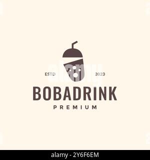 Bubble Drink frisches Eis einfacher Stil Hipster Vintage Logo Design Vektor Icon Illustration Stock Vektor