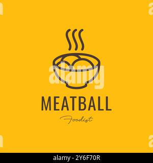 Fleischkugel Rindfleisch Schüssel Essen schmecken köstlich einfache Stil Linie minimalistisches Logo Design Vektor Icon Illustration Stock Vektor