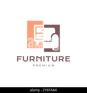 Innenraumtrennmöbel Sessel Kommode Tisch Moderne minimalistische flache Logo Design Vektor Icon Illustration Stock Vektor