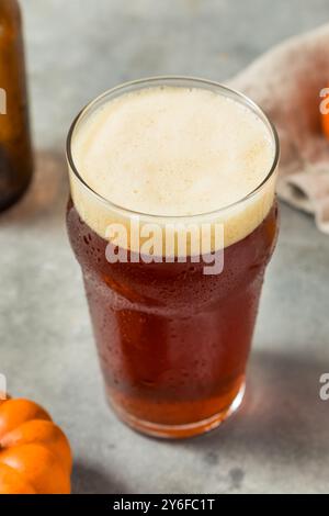 Erfrischendes Cold Pumpkin Craft Beer Ale in einem Pint Glass Stockfoto