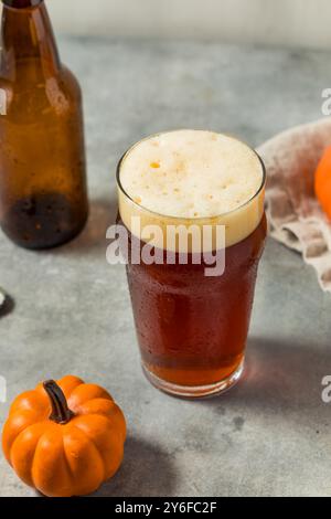 Erfrischendes Cold Pumpkin Craft Beer Ale in einem Pint Glass Stockfoto