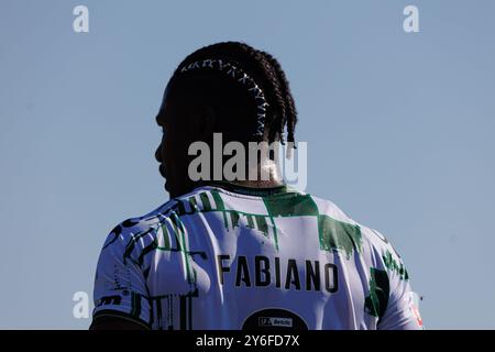 Fabiano (Moreirense FC) wurde während des Spiels zwischen den Teams Casa Pia AC und Moreirense FC im Estadio Municipal Rio Maior gesehen. Endergebnis: Casa Pia 3: 1 Moreirense FC. Stockfoto