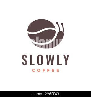 Schnecke mit Kaffeebohne langsames Logo Design Vektor Icon Illustration Stock Vektor