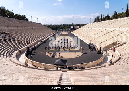 Das Panathenaic Stadium. Athen. Griechenland. 1896 fanden die ersten Olympischen Spiele statt. Stockfoto