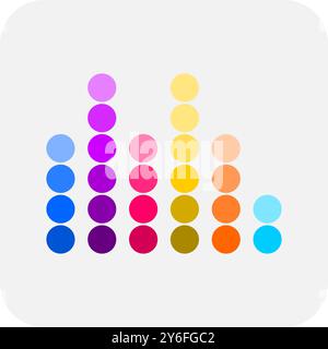 Buntes quadratisches Audio-Equalizer-Symbol. Stock Vektor