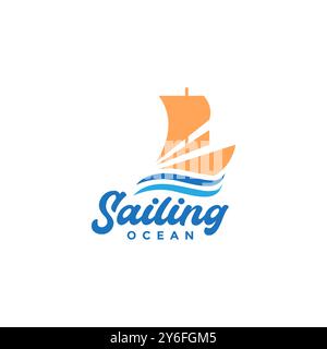 Segelschiff farbige Logo Design Vektor Stock Vektor