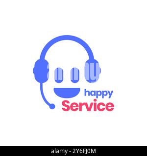 Glückliches Gesicht Lächeln Kundenservice Cartoon Maskottchen Charakter moderne einfache Logo Design Vektor Icon Illustration Stock Vektor