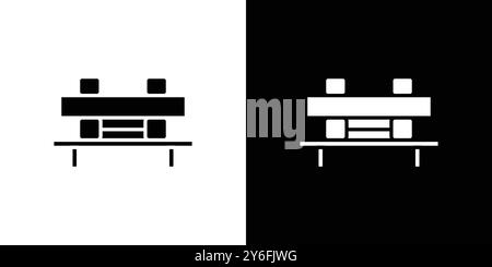 Symbol „Bank“ in Form einer dünnen Linienkontur und eines linearen Vektorzeichens festgelegt Stock Vektor