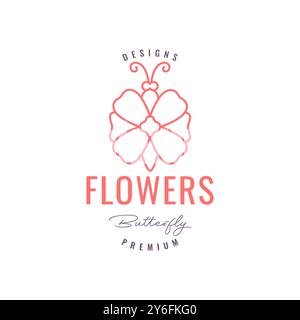 Schöne Schmetterling Blume Flügel Linie einfache farbige Logo Design Vektor Icon Illustration Stock Vektor