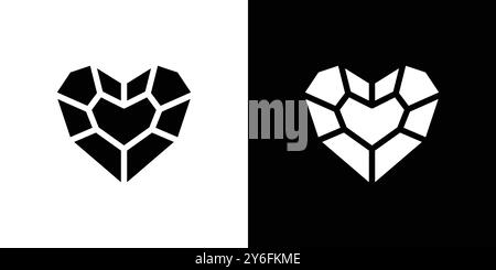 Herzförmiges Diamant-Symbol in dünner Linie, Umrissstil und lineares Vektorzeichen Stock Vektor