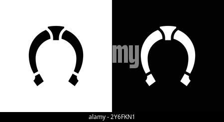 Hufeisen-Symbol in dünner Linienkontur und linearem Vektorzeichen Stock Vektor