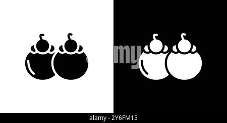 Mangostan-Symbol in dünner Linienkontur und linearem Vektorzeichen Stock Vektor