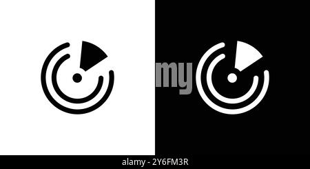 Symbol für die Radarerkennung in Form einer dünnen Linienkontur und eines linearen Vektorzeichens Stock Vektor