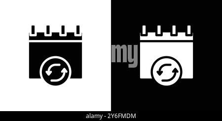 Symbol für Kalender aktualisieren in Form einer dünnen Linie und eines linearen Vektorzeichens Stock Vektor