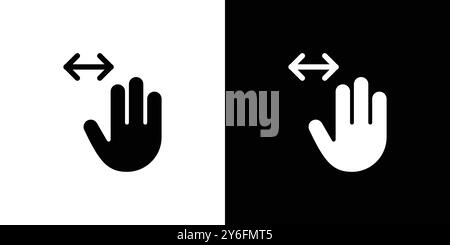 Horizontales Scrollsymbol mit drei Fingern in dünner Linienkontur und linearem Vektorzeichen Stock Vektor